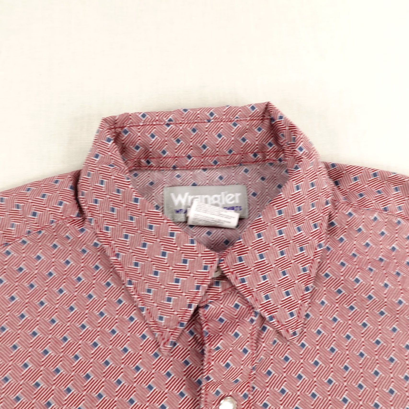 Wrangler Wrangler Shirt Men Medium Red Western Pearl Snap Geometric Rodeo Cowboy Western Size US M / EU 48-50 / 2 - 2 Thumbnail