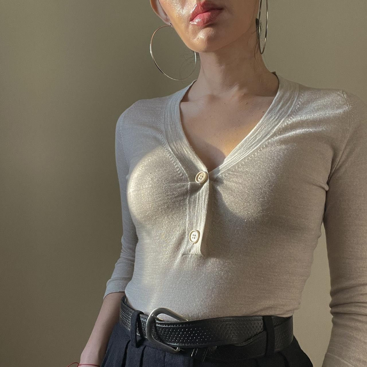 image of Classic Helmut Lang Knit Top in Cream, Women's (Size XS)