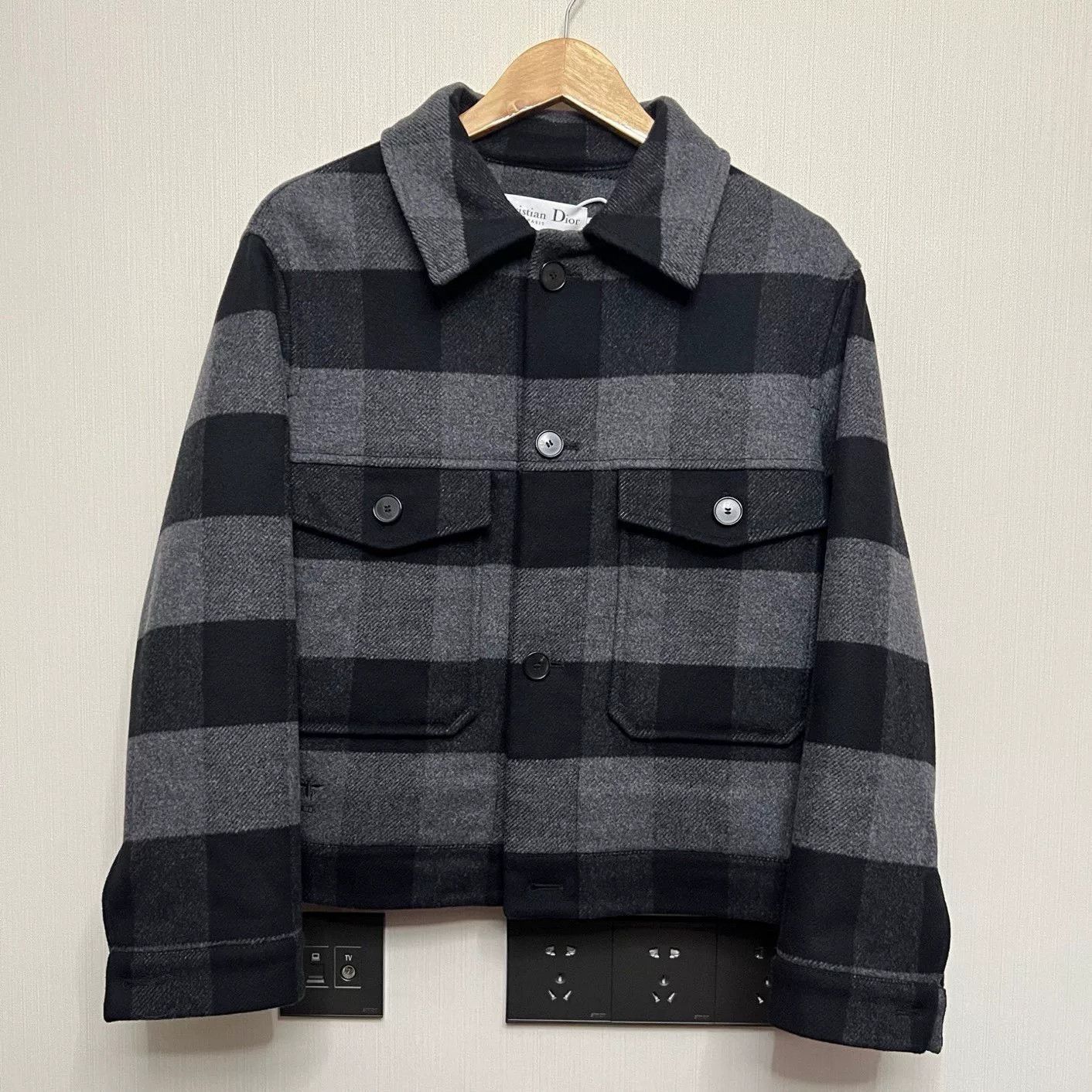 Dior Dior Wool Black Gray Plaid Coat Size US M / EU 48-50 / 2 - 1 Thumbnail