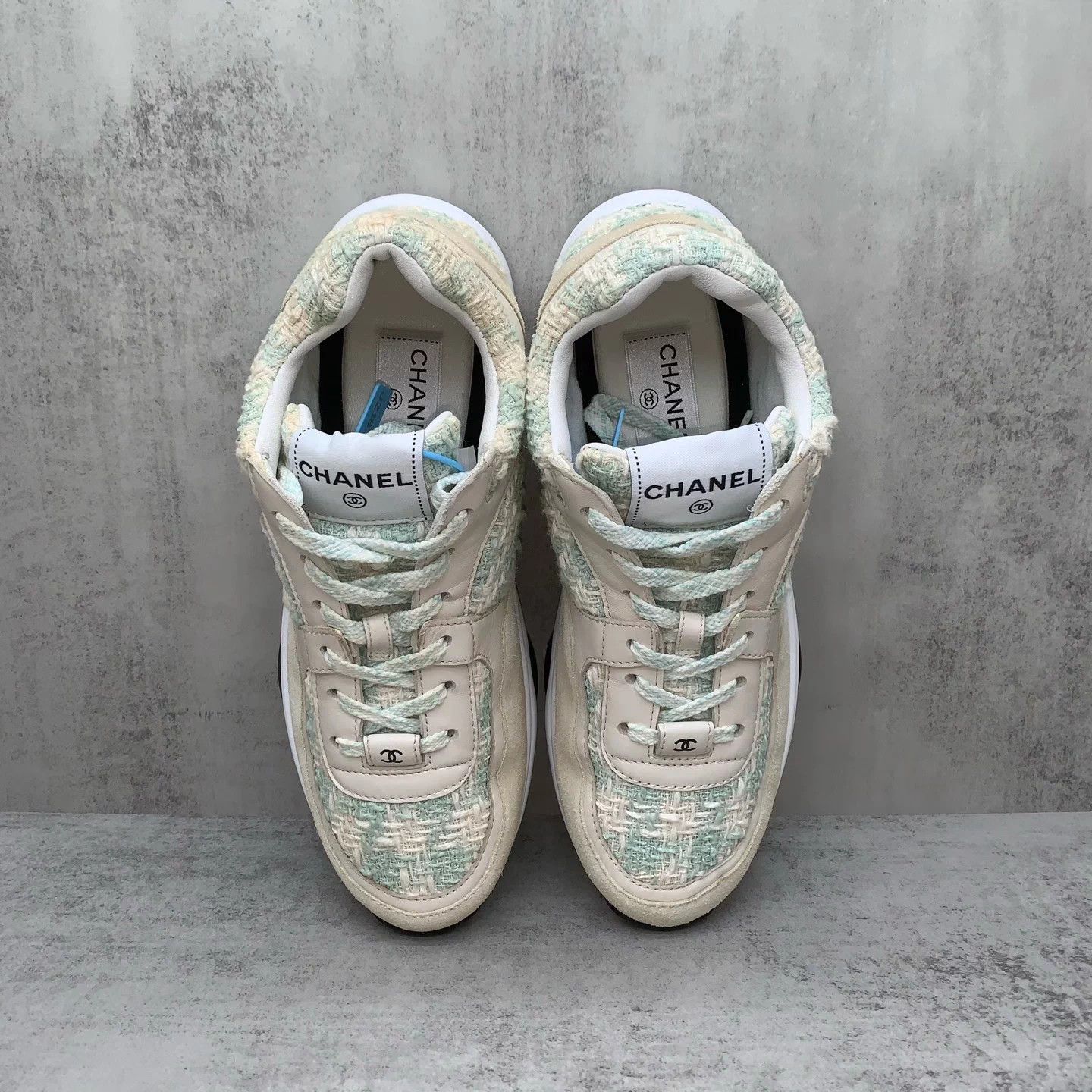 Chanel Chanel Green Tweed Woven Sneakers 40EU 99New Size US 9 / IT 39 - 6 Thumbnail