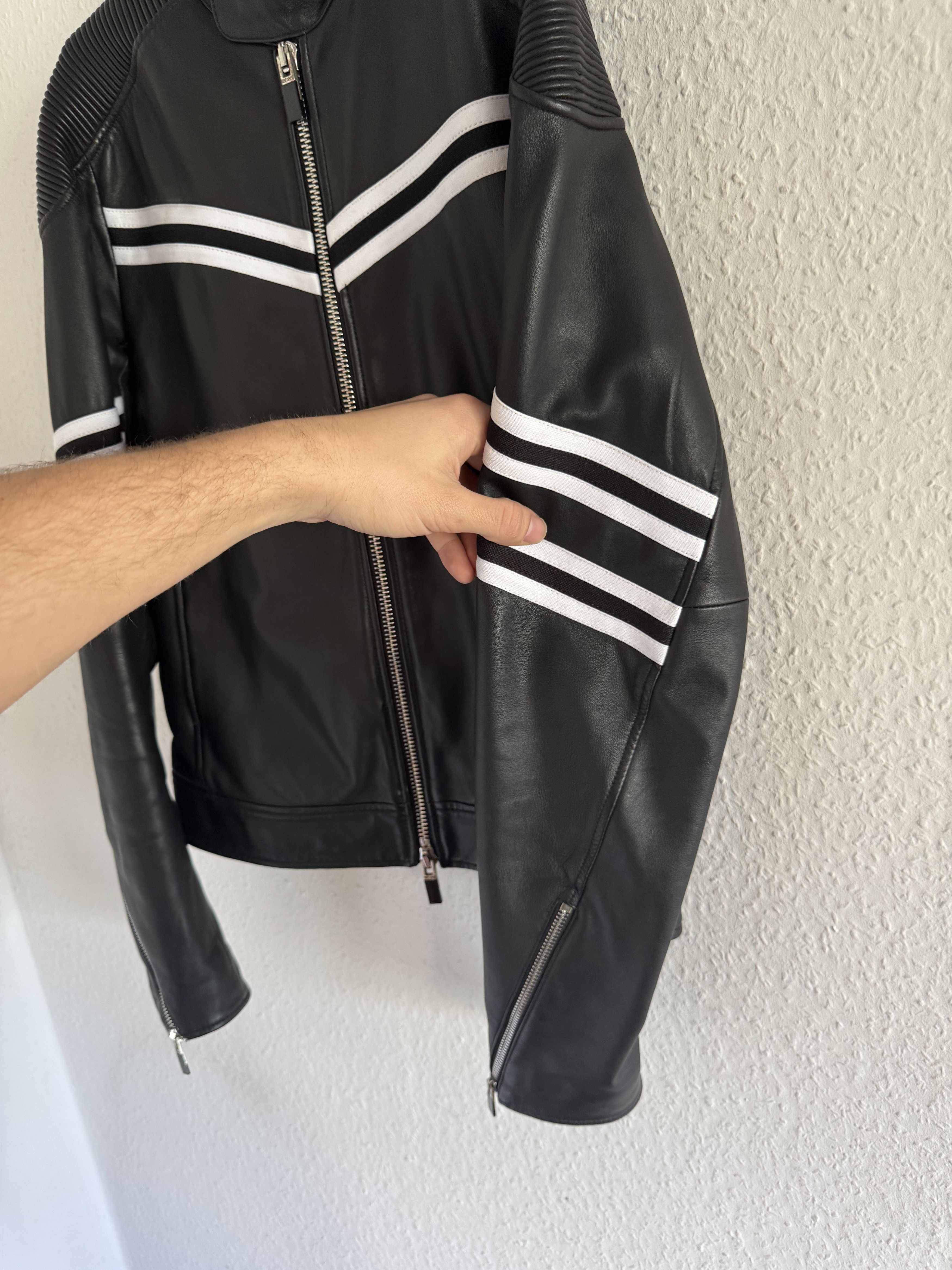 Just Cavalli Resort 2017 Striped Leather Biker Jacket Size US S / EU 44-46 / 1 - 10 Thumbnail