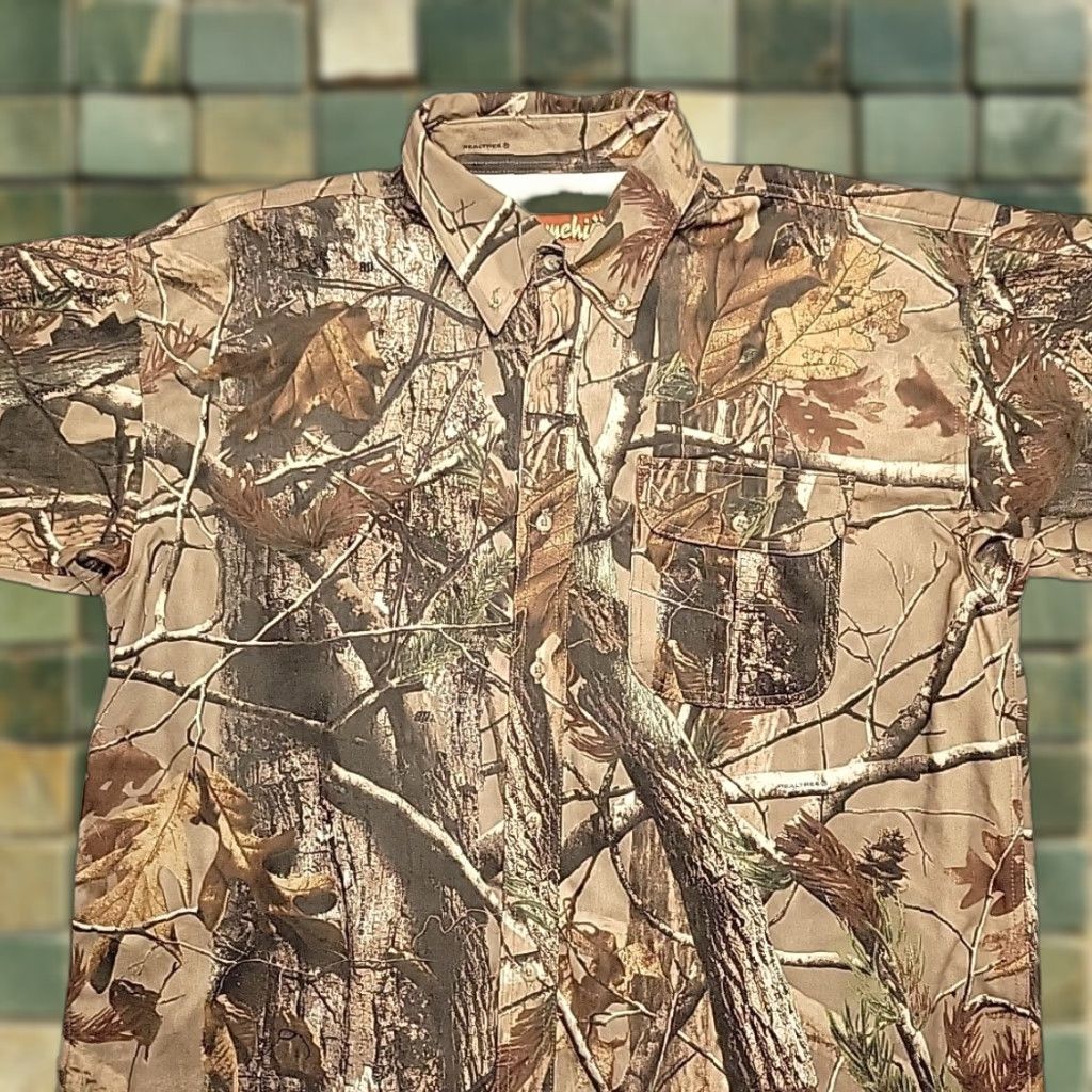 Realtree VINTAGE Gamehide Shirt Mens XL Brown Realtree AP Camoflage 100% Cotton Hunting Shirt Size US XL / EU 56 / 4 - 1 Thumbnail