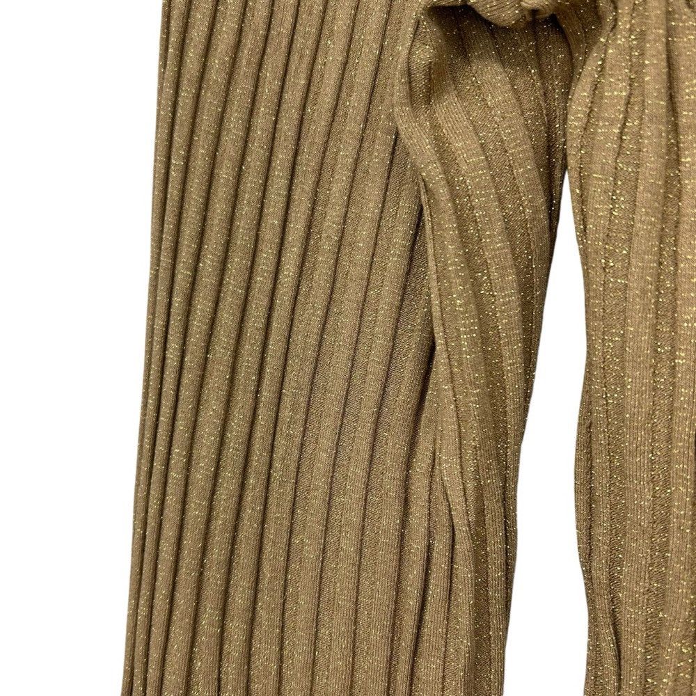 Enza Costa ENZA COSTA LUREX SWETER RIB FLARE PANTS IN SAND GOLD SPARKLE Size 28" / US 6 / IT 42 - 7 Thumbnail