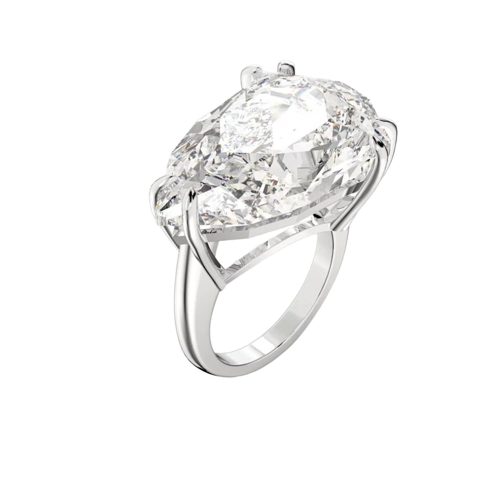 image of Swarovski Mesmera Cocktail Ring Trilliant Cut Size Usa 5/ 50 in Silver, Women's