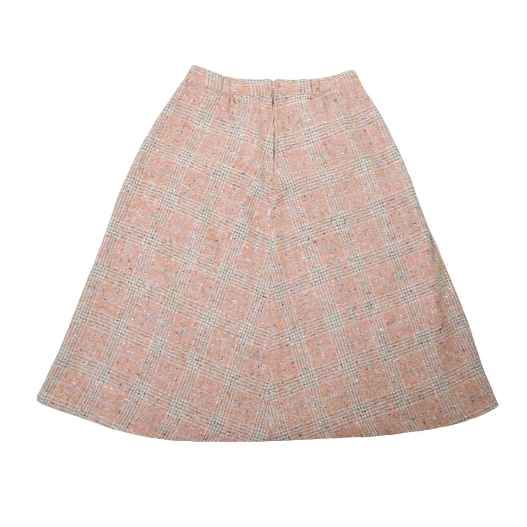 Vintage VINTAGE Skirt Women S Wool Plaid A-Line Knee Length Tan 60s High Rise Winter Spring Fall Size 28" / US 6 / IT 42 - 3 Thumbnail
