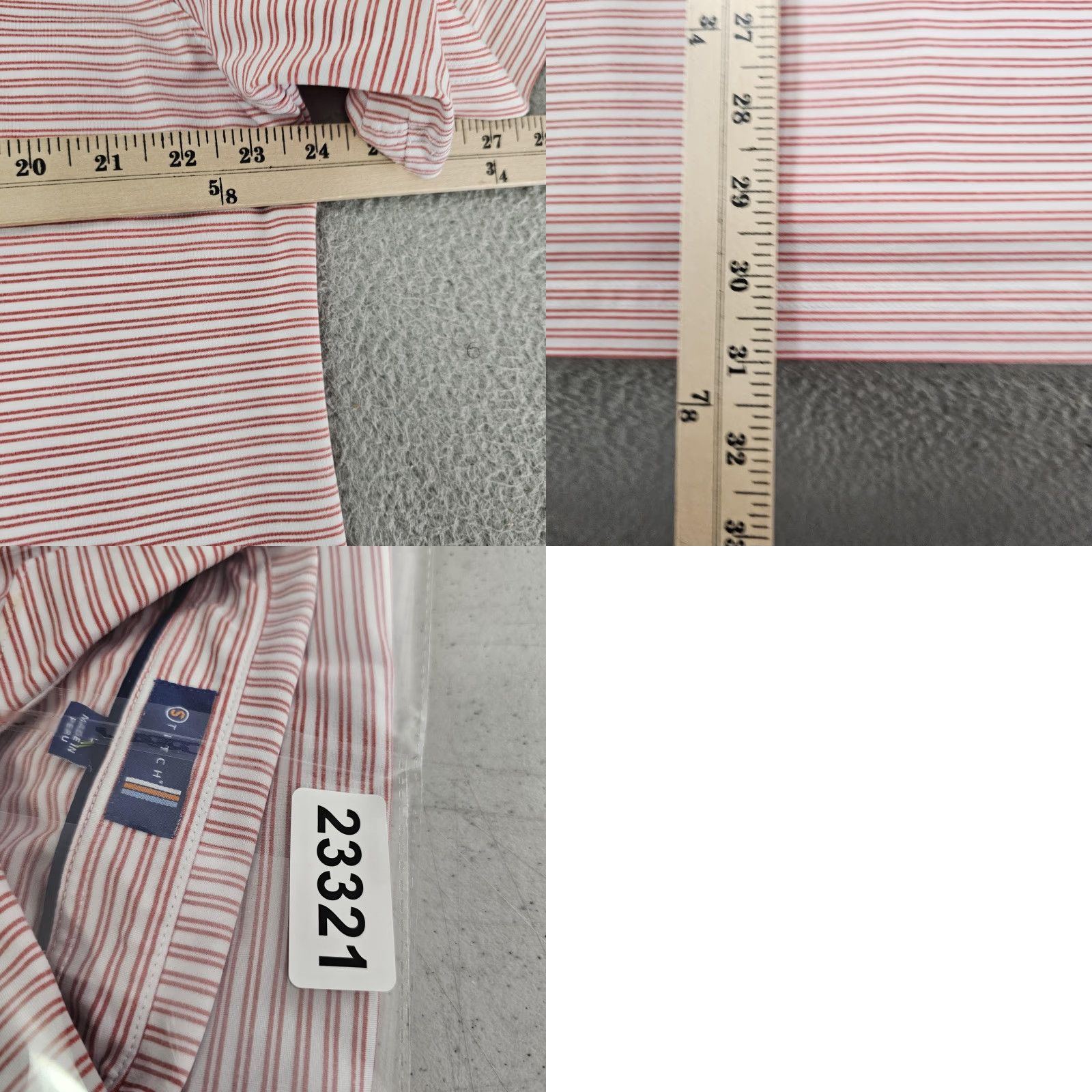Vintage Stitch Polo Shirt Mens L White Red Stripe Stretch Short Sleeve 3 Button Golf Shirt Size US L / EU 52-54 / 3 - 8 Thumbnail