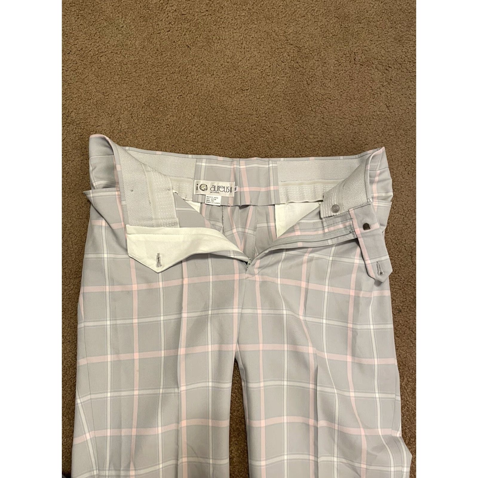 Pinko Aureus Mens Vintage 90s Pink Gray Plaid Golf Pants Sz 36x28 No Belt Pants Size US 36 / EU 52 - 5 Thumbnail