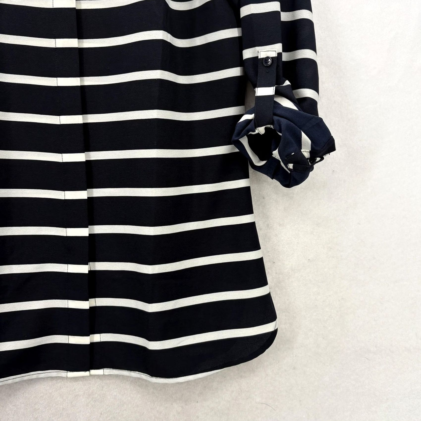 Talbots Talbots Blouse Womens Small Blue Crew Neck Striped Tunic 3/4 Roll Tab Sleeve Size S / US 4 / IT 40 - 3 Thumbnail