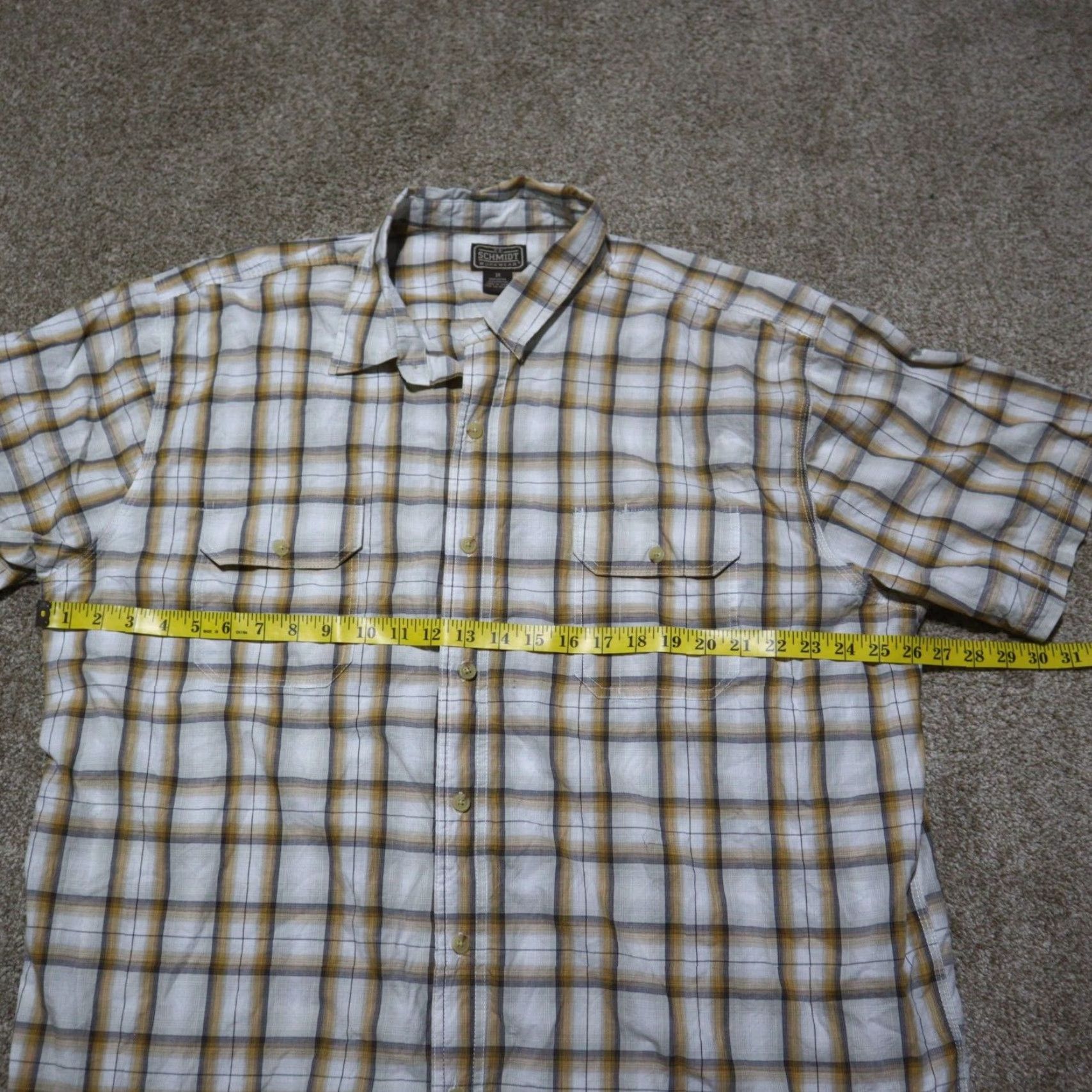 Vintage C.E. Schmidt Shirt Button-Up Short Sleeve Plaid Brown 2X Big & Tall Men’s Size 2X Workwear Shirt Size US XXL / EU 58 / 5 - 4 Thumbnail