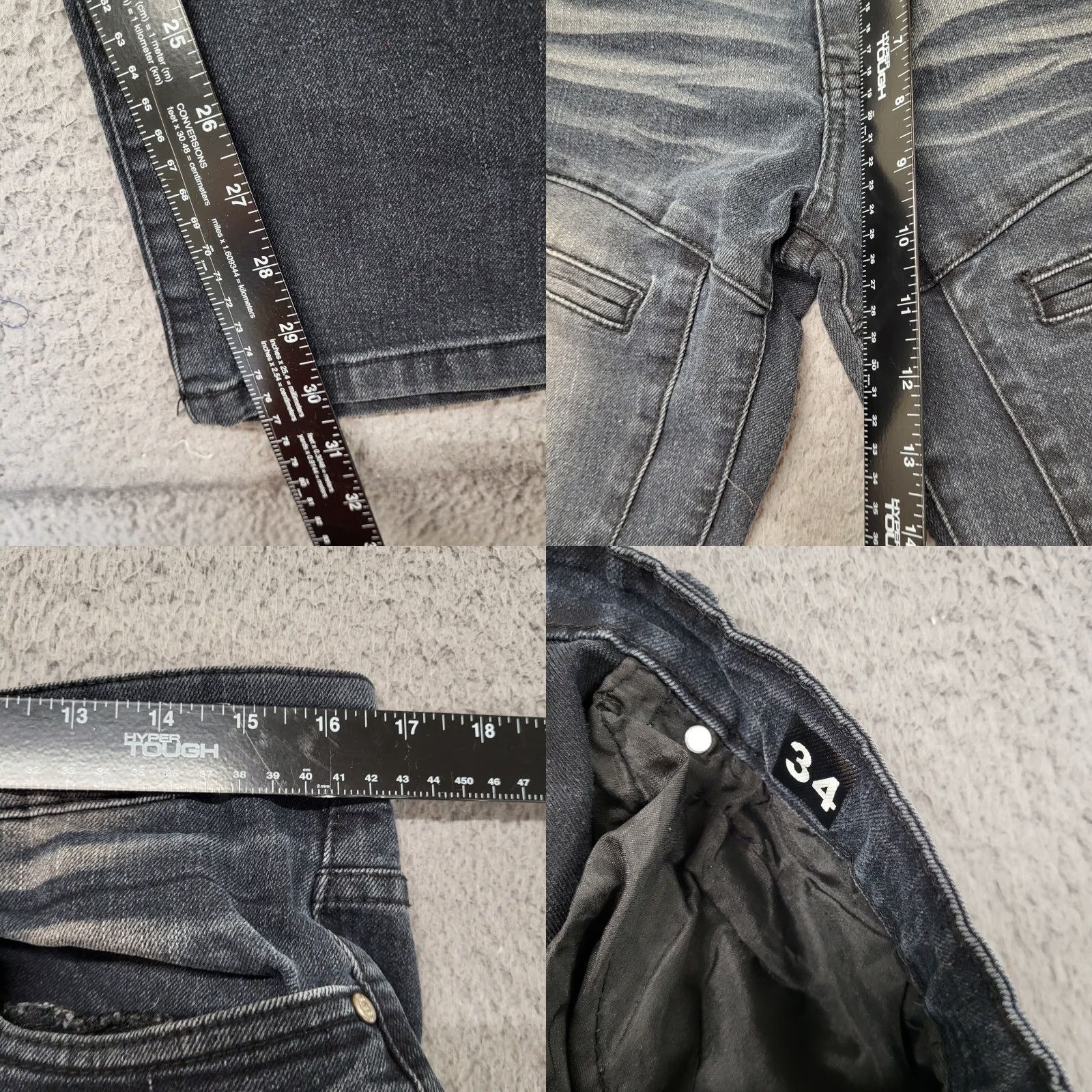 Vintage Refinery Republic Jeans Men’s 34x32 Slim Straight Denim Moto Dark Biker Style Charcoal Gray Jeans Mens Size US 34 / EU 50 - 9 Thumbnail