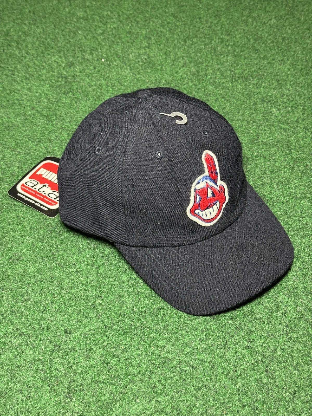 Puma Vtg 90s Cleveland Indians Logo Athletic Wool Strapback Hat Size ONE SIZE - 1 Thumbnail
