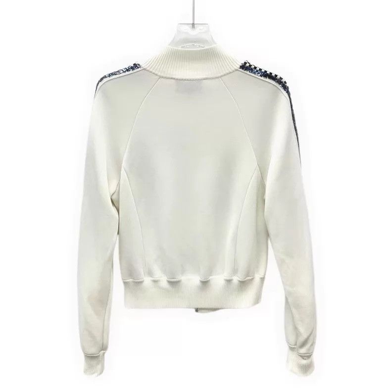 Chanel Chanel White logo sequin embroidery stand-up collar zipper Size XS / US 0-2 / IT 36-38 - 2 Thumbnail