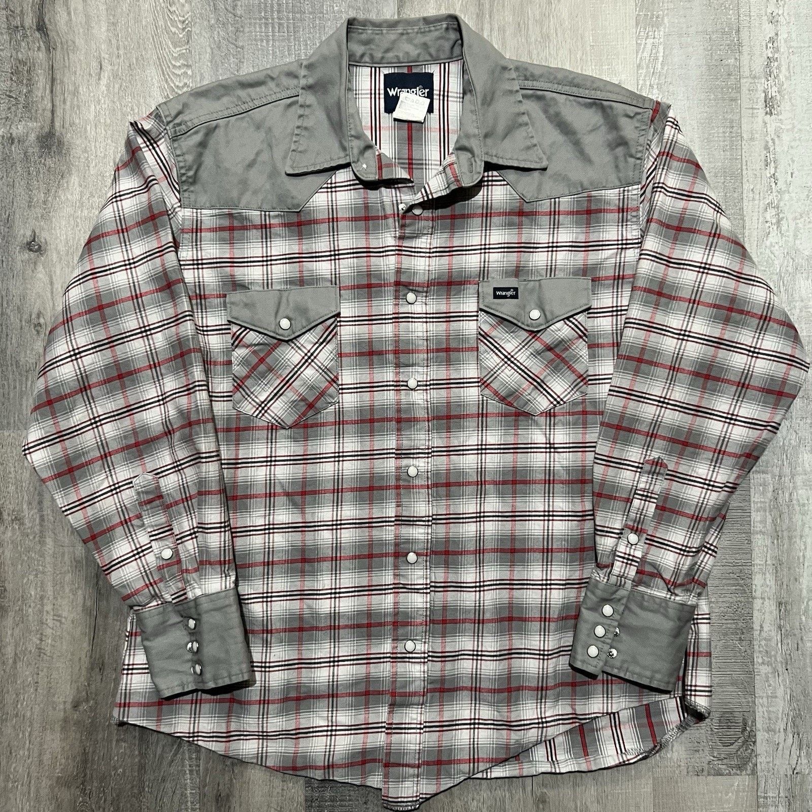 Wrangler Wrangler Western Brushpopper Pearl Snap Short Plaid Cowboy Size US XL / EU 56 / 4 - 1 Thumbnail