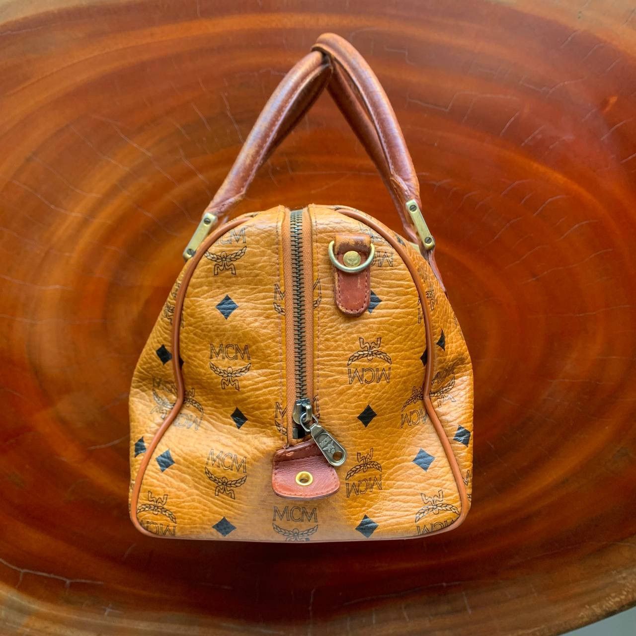 MCM Vintage MCM Boston Brown Visetos Leather Hand Bag Size ONE SIZE - 4 Thumbnail