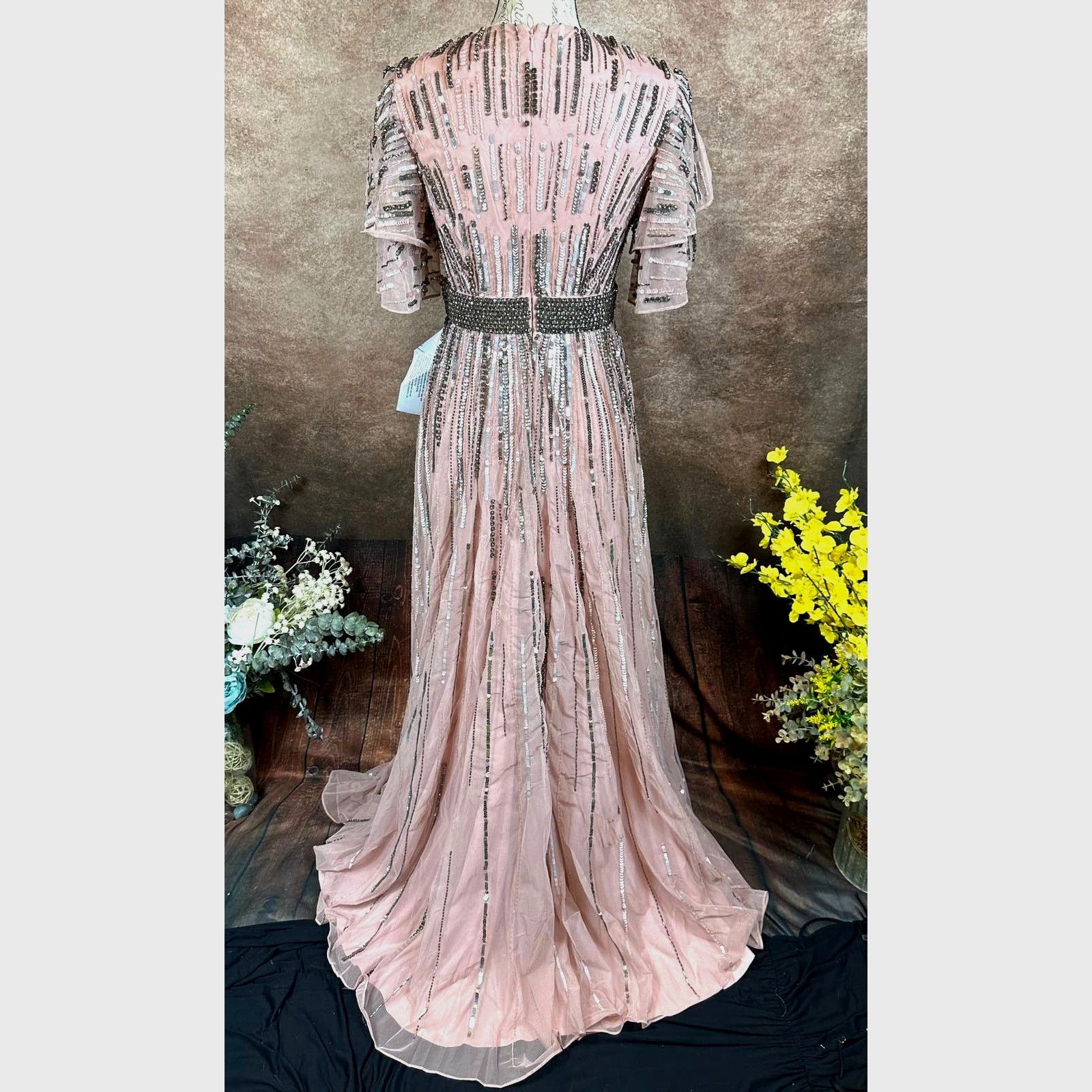 Other Mac Duggal Embellished Layered Sleeve Gown Vintage Rose 4 Size S / US 4 / IT 40 - 13 Thumbnail