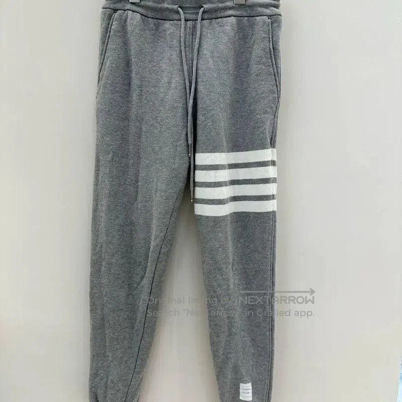 Thom Browne Gray Cotton Striped Casual Pants .