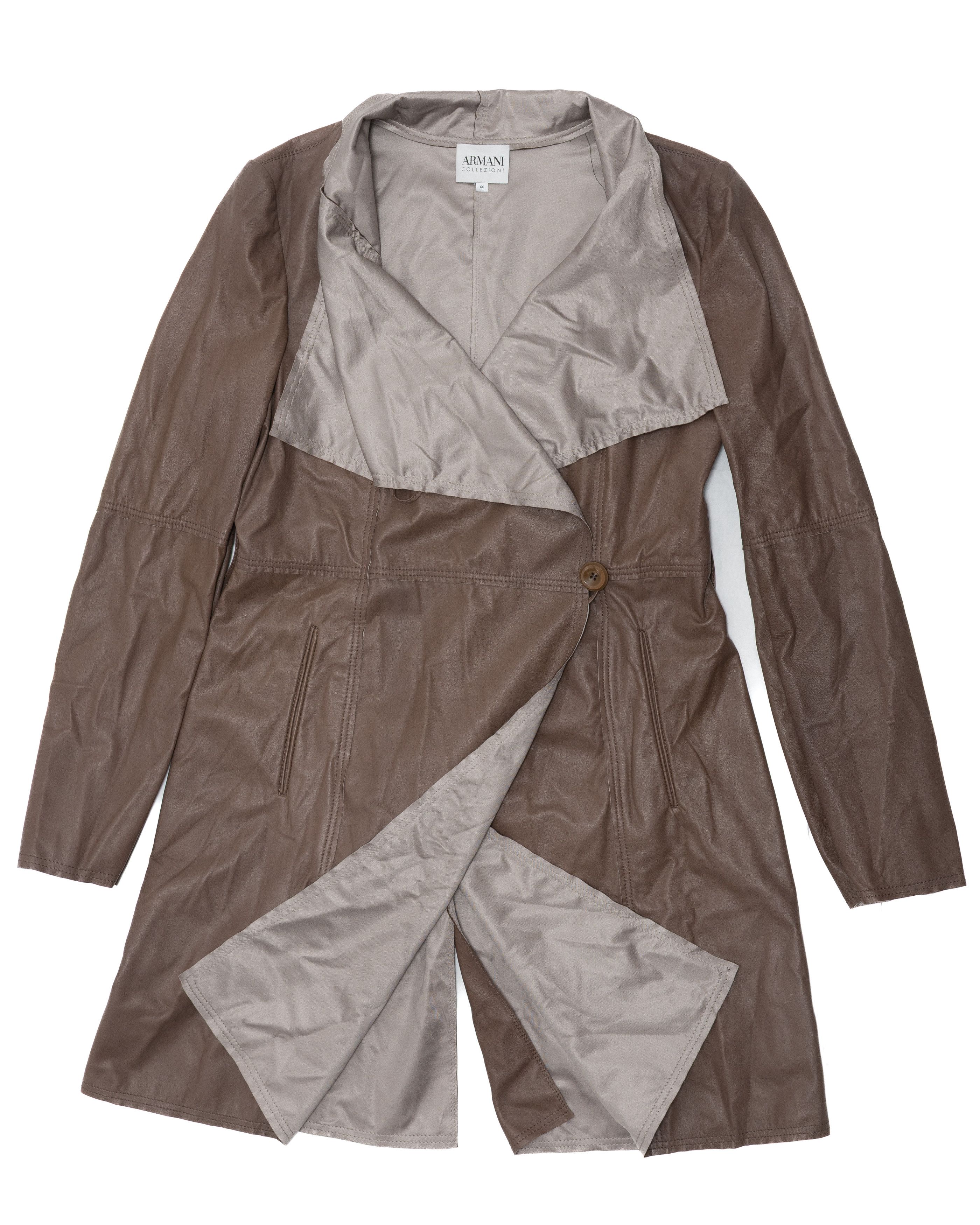 Armani Collezioni Rare ARMANI COLLEZIONI SS 2008 Leather Asymmetric Coat Size S / US 4 / IT 40 - 3 Thumbnail