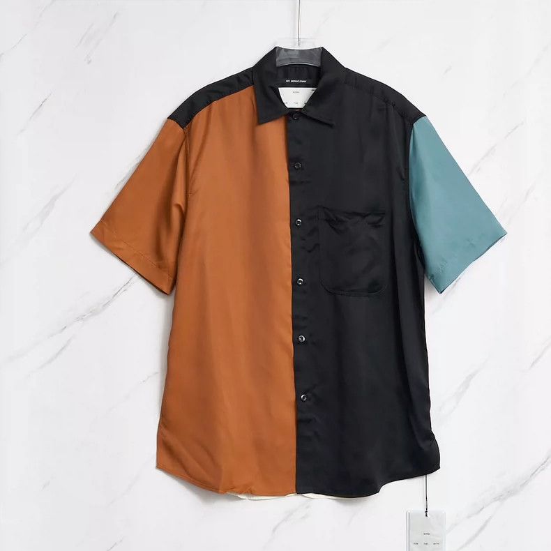 Song For The Mute Song For The Mute Color-blocked satin short-sleeved shirt Size US M / EU 48-50 / 2 - 1 Thumbnail