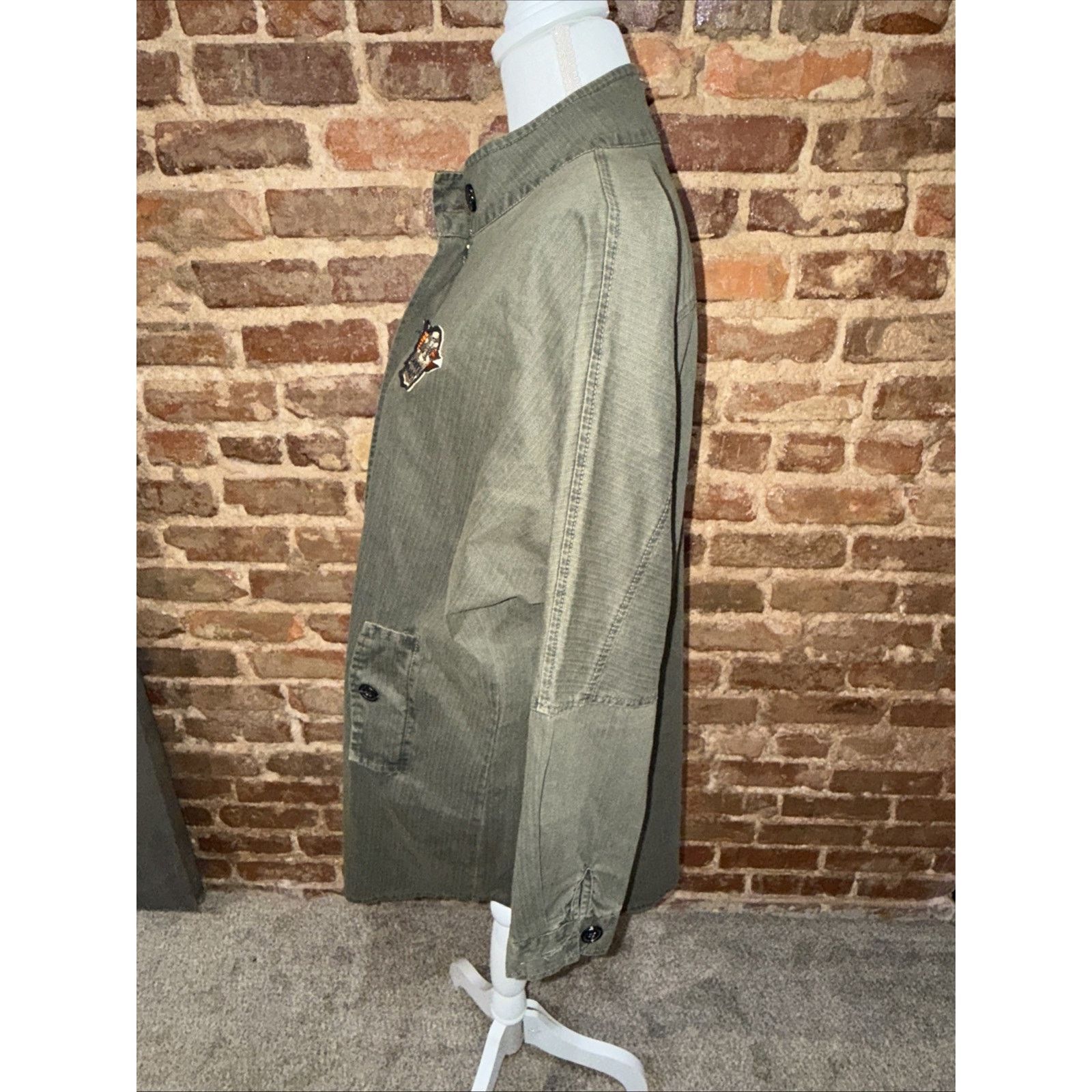 Basic Editions Green Military 100% Cotton Parka Ladies Of Harley Patch OSFA Size ONE SIZE - 5 Thumbnail