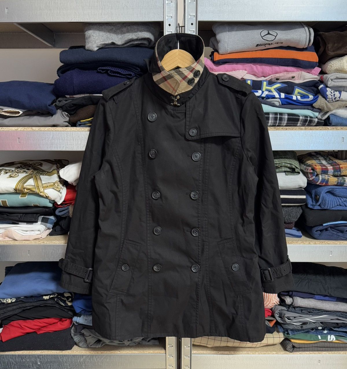 Burberry × Burberry Prorsum Burberry London L black double breasted trench coat jacket Size L / US 10 / IT 46 - 24 Thumbnail