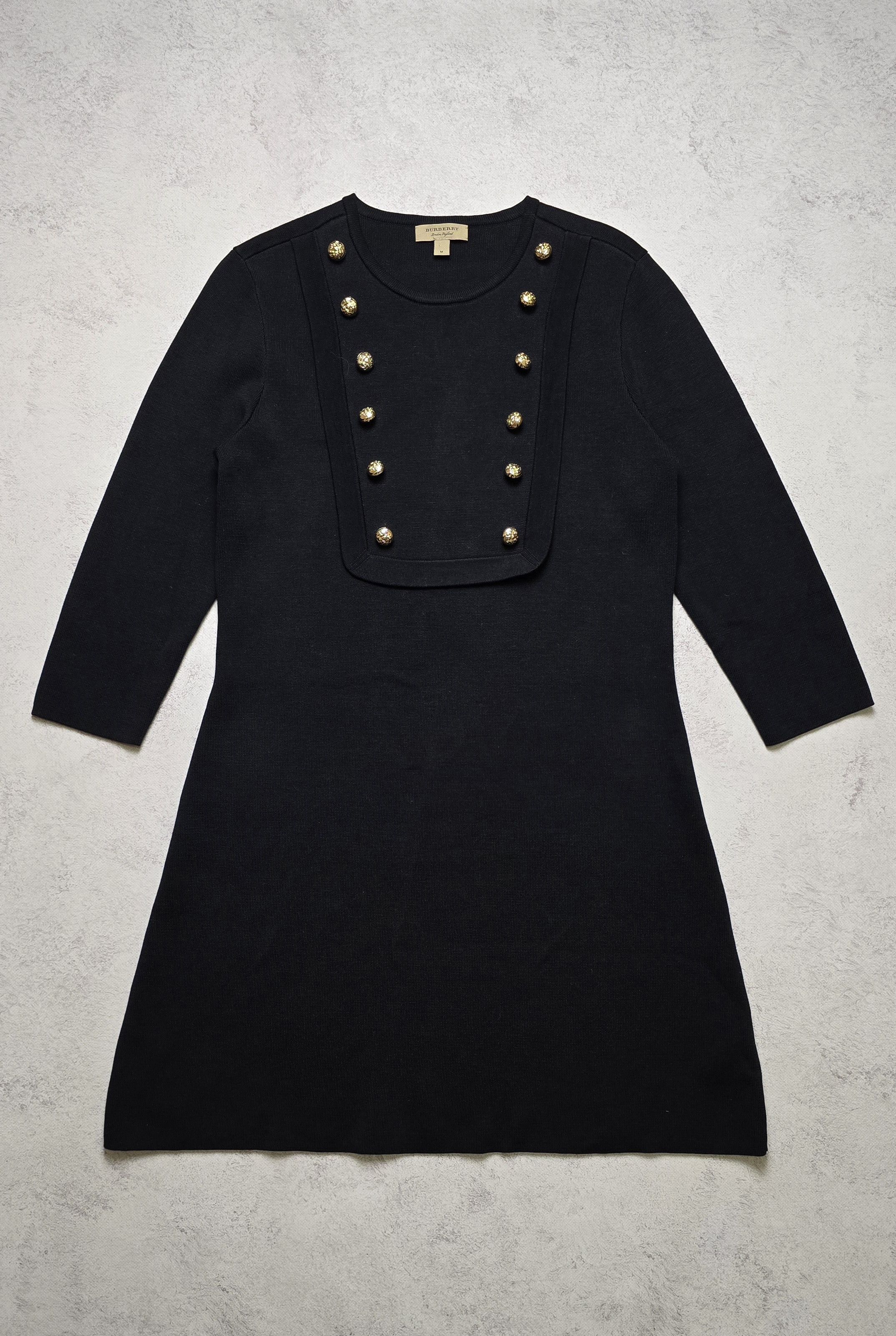 Burberry Burberry England Military Knit Dress Gold Button Silk Blend Size M / US 6-8 / IT 42-44 - 2 Thumbnail