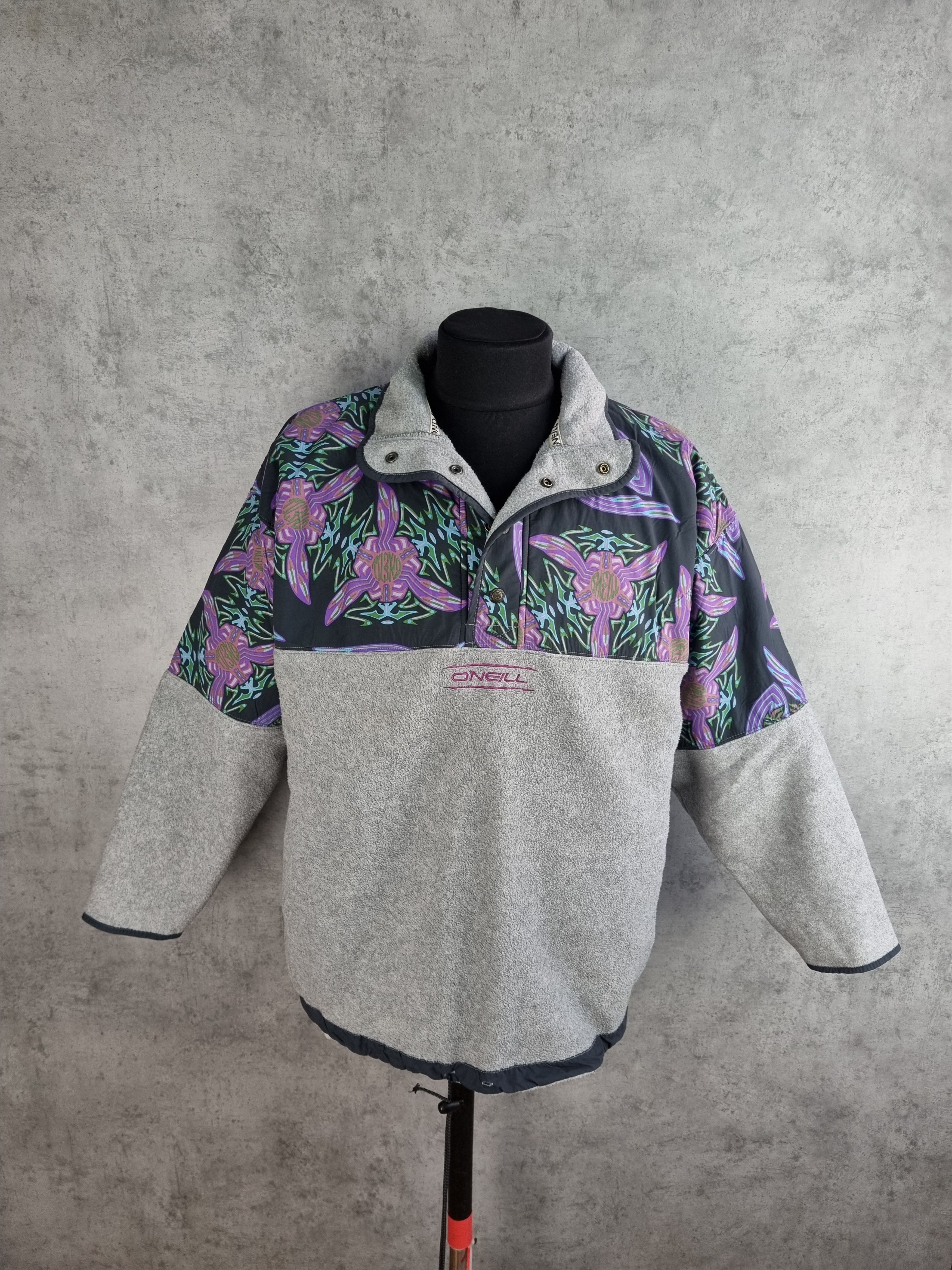 O'Neill × Vintage 80s Vintage ONeill Fleece Nylon Abstract Fractals Pullover Size US L / EU 52-54 / 3 - 2 Thumbnail