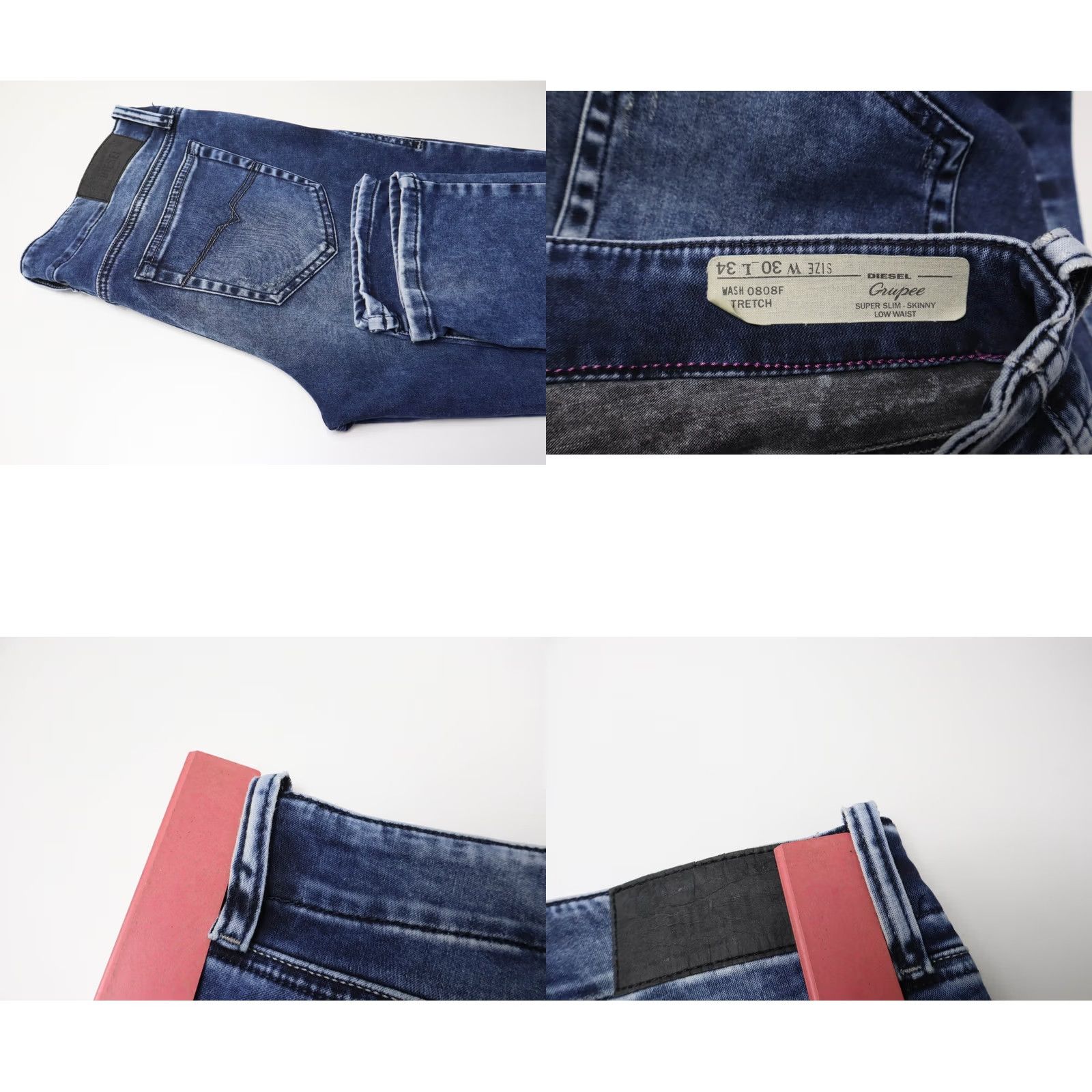 Diesel DIESEL Grupee Super Slim-Skinny Low Waist Stretch Jeans Women's W30 L34 0808F Blue Size 30" / US 8 / IT 44 - 8 Thumbnail