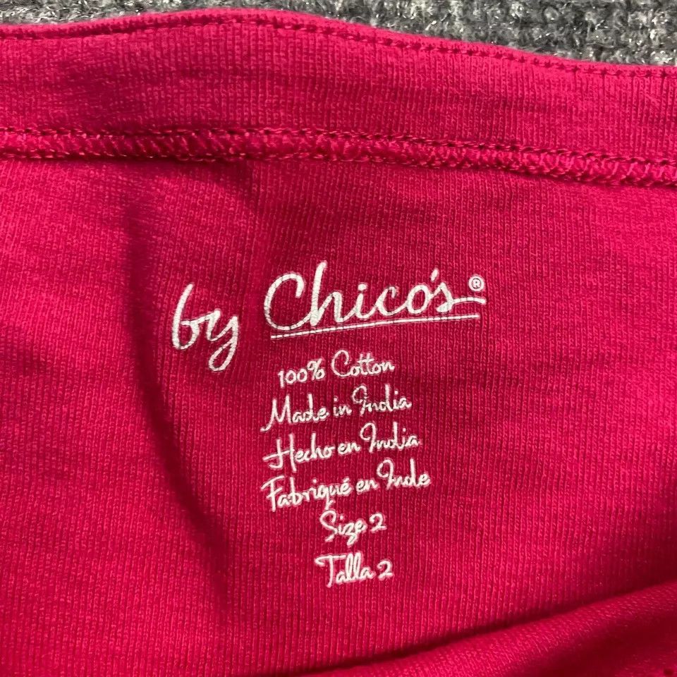 Chicos Chico's Top Women's 2 Pink 3/4 Sleeve Casual Pullover Cotton Size XS / US 0-2 / IT 36-38 - 2 Thumbnail