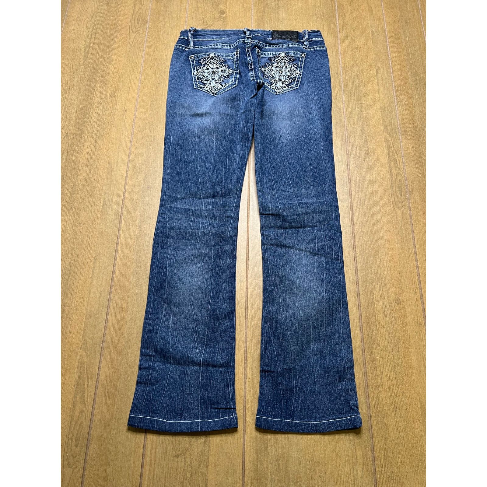 Vintage Soundgirl Y2K Rhinestone Bootcut Jeans Low Rise Womens 29 Size 29" - 8 Thumbnail