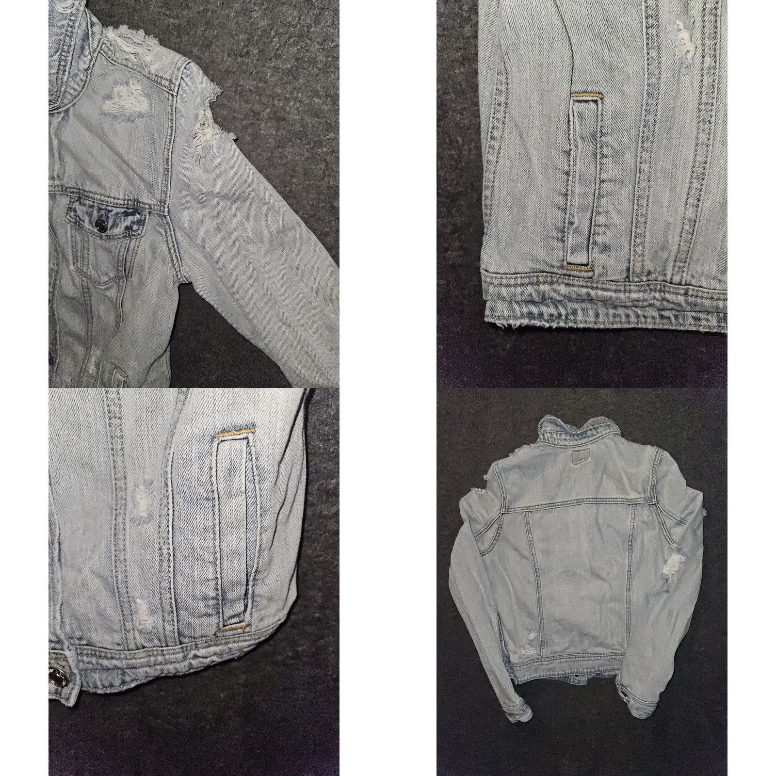 American Eagle Outfitters VINTAGE American Eagle Outfitters Denim Jacket Women Medium Lt. Blue Flap Pockets Distressed 80s 90s City Classic Outdoor Womens Size 32" / US 10 / IT 46 - 8 Thumbnail