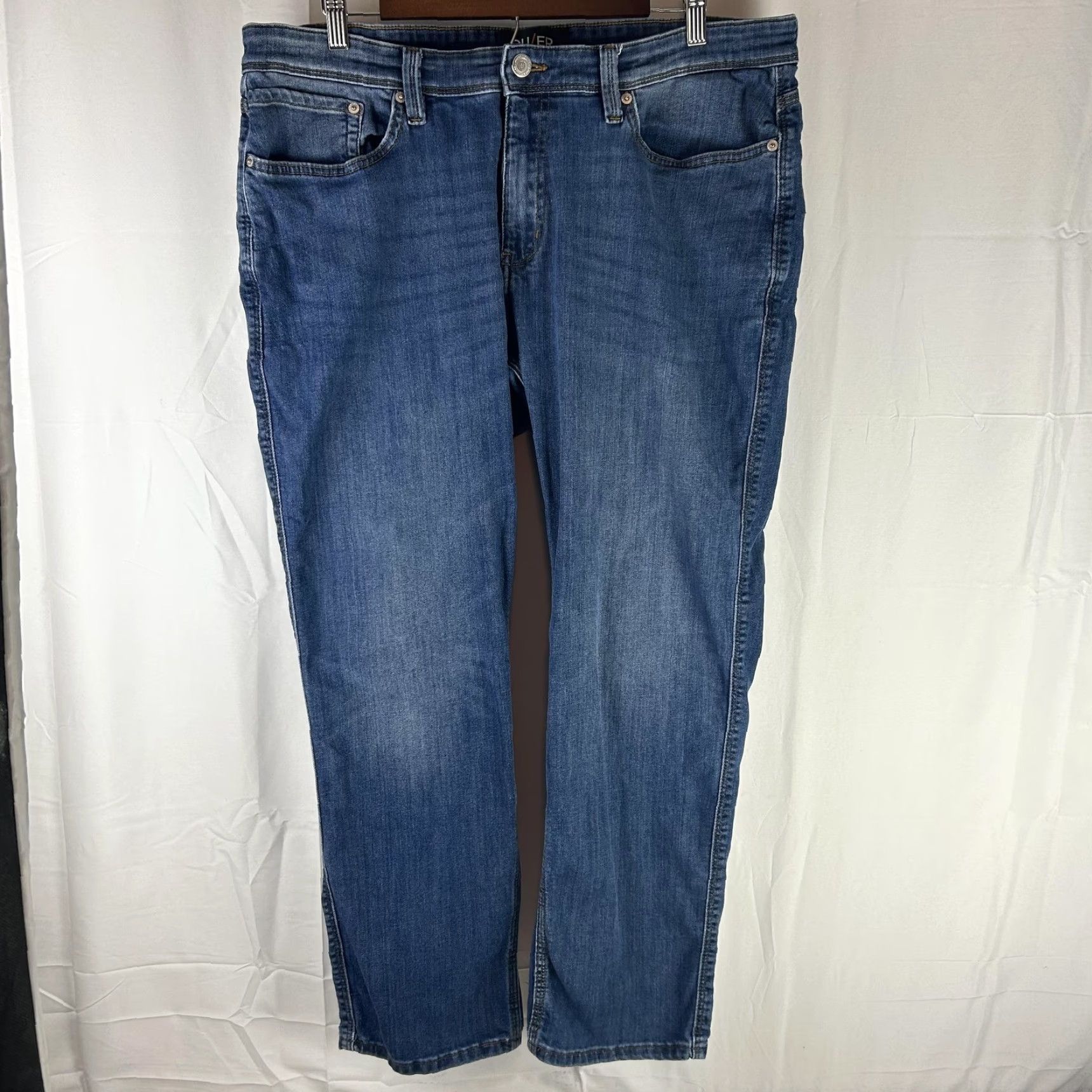 Denime DU/ER L2X Relaxed Taper Jeans Mens 38x29 Blue Medium Wash Stretch Denim 5-Pocket Size US 38 / EU 54 - 2 Thumbnail