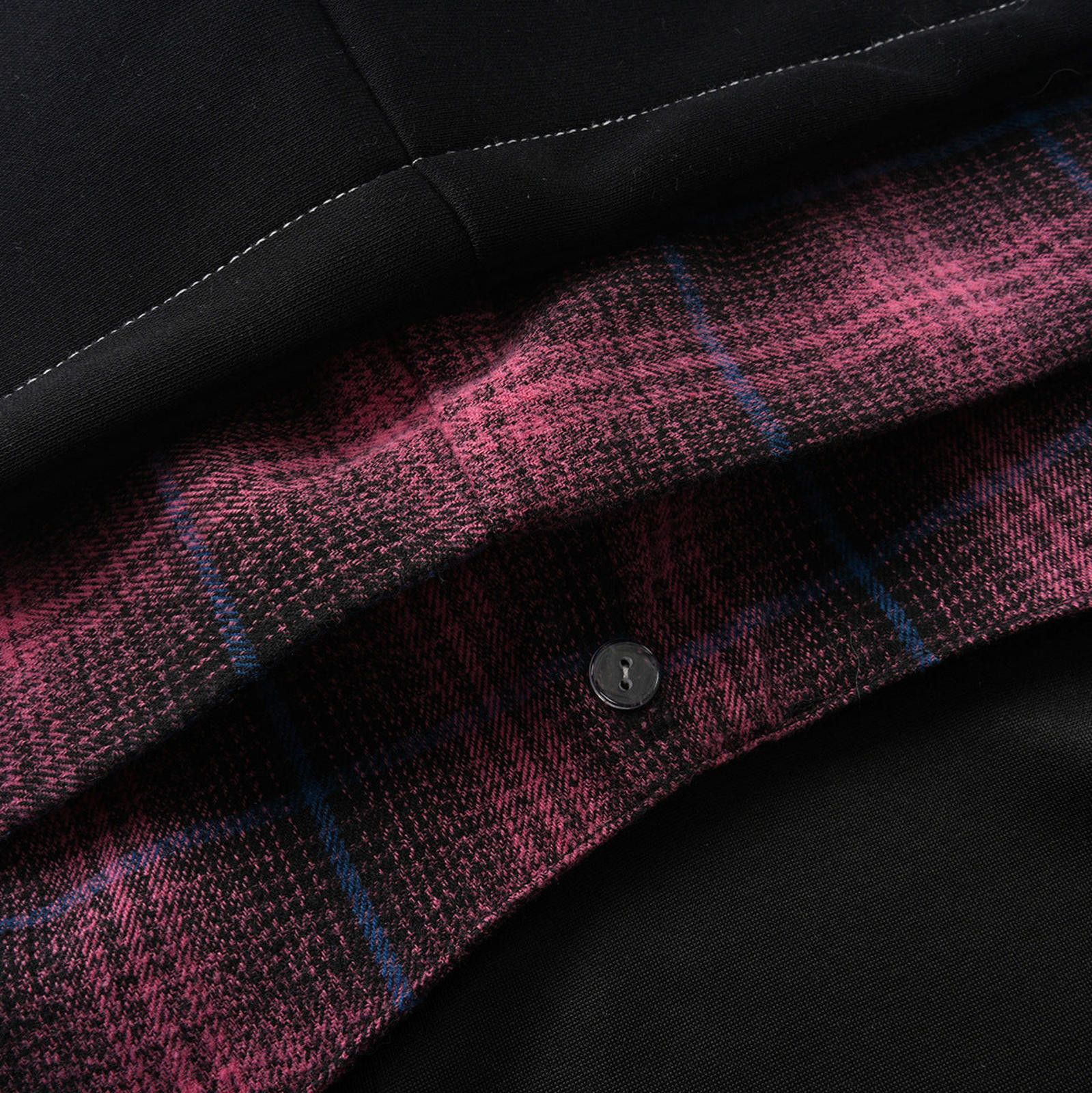 Vintage Black Hoodie with Pink Plaid Inner Lining, Casual Zip-Up Size US M / EU 48-50 / 2 - 2 Thumbnail