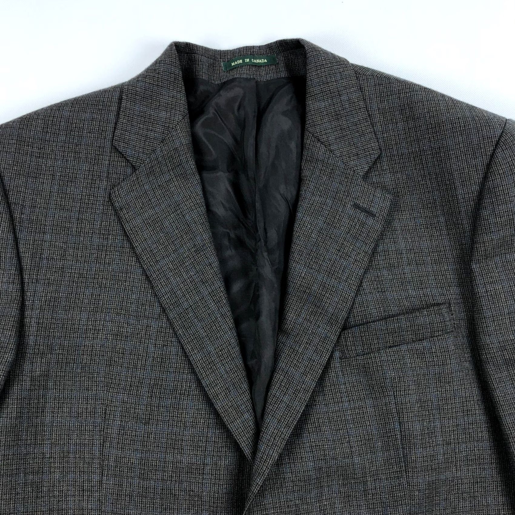 Ralph Lauren Lauren Ralph Lauren Mens Sport Coat Jacket 44 R Gray Blue Plaid Wool Windowpane Blazer Two-Button, Single-Breasted, Regular, Big & Tall, Men Size 44R - 3 Thumbnail