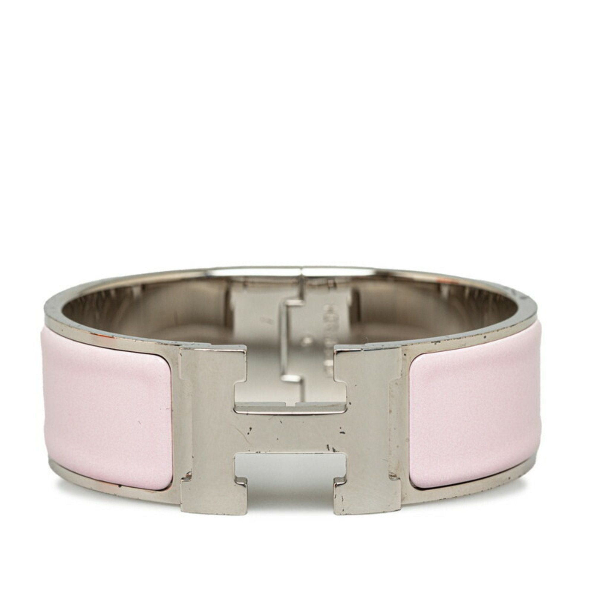 image of Hermes Click-Clack H Gm Bangle Silver Pink Metal Women's