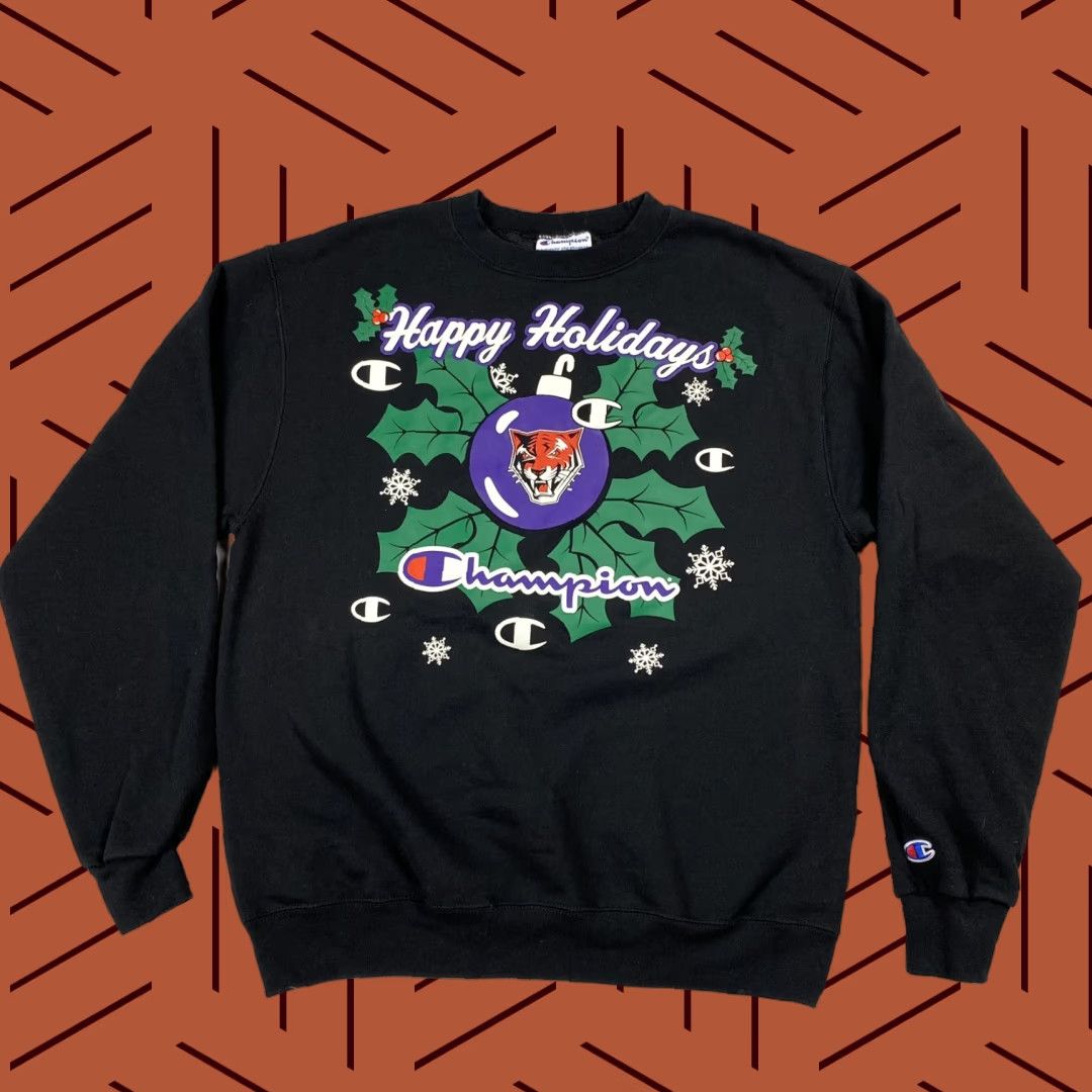 Champion Vintage Champion Buffalo State Bengals Holiday Sweatshirt Men M Black Knit Logo Pullover Size US M / EU 48-50 / 2 - 1 Thumbnail