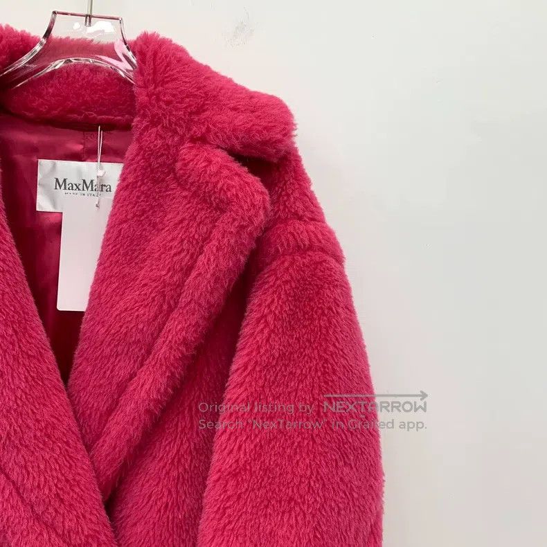 Max Mara Max Mara Pink Teddy Alpaca Wool Collar Double Breasted Lon Size XS / US 0-2 / IT 36-38 - 3 Thumbnail
