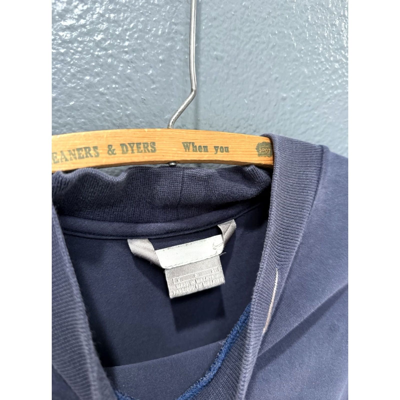 Nike Y2K Nike Swoosh Navy Mock Neck Long Sleeve Shirt L Mens Blue Size US L / EU 52-54 / 3 - 2 Thumbnail