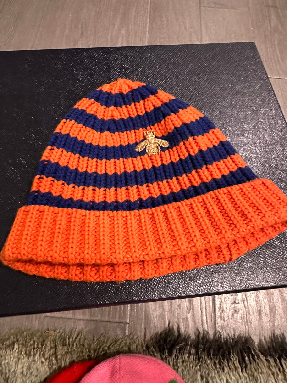 Pre-owned Gucci Bee Beanie In Orange
