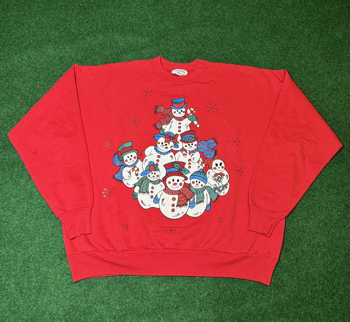 Holiday Brand × Vintage Vintage 90s Winter Holiday Christmas Snowmen Boxy Sweatshirt Size M / US 6-8 / IT 42-44 - 1 Thumbnail