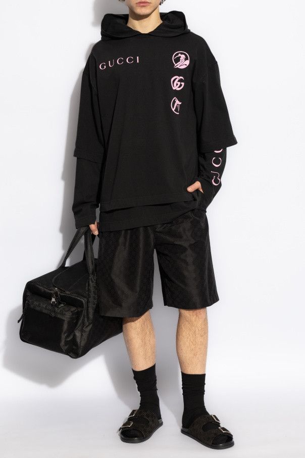Gucci o1la5ras0426 Printed Cotton Jersey Hoodie in Black Size US XS / EU 42 / 0 - 2 Thumbnail