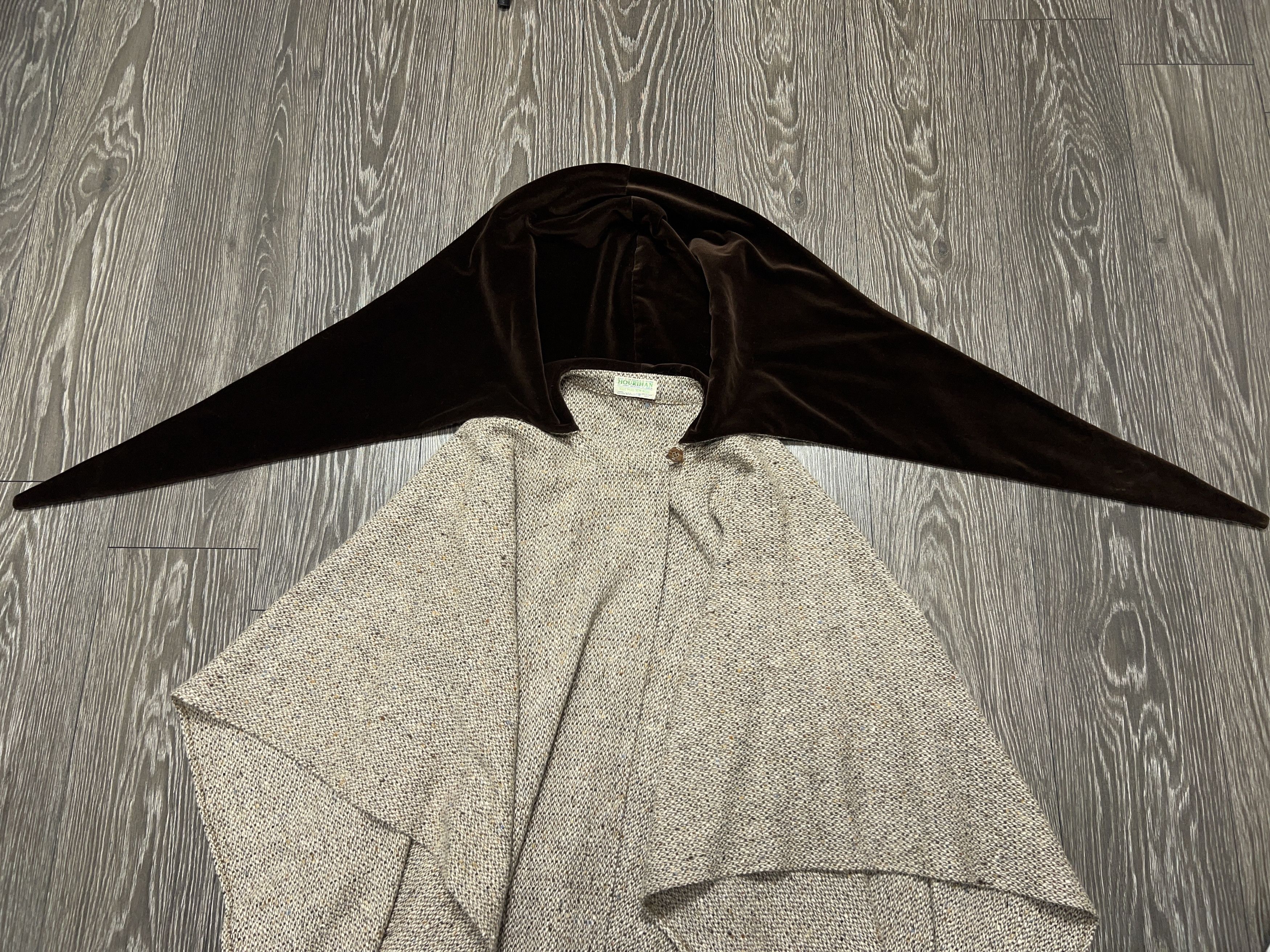 Vintage Jimmy Hourihan Ireland Wool Tweed Velvet Cape Coat Jacket Size ONE SIZE - 3 Thumbnail