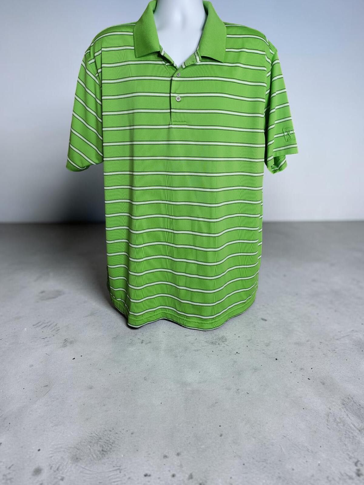 PGA Tour PGA TOUR Green Striped Golf Polo Shirt Size US L / EU 52-54 / 3 - 2 Thumbnail