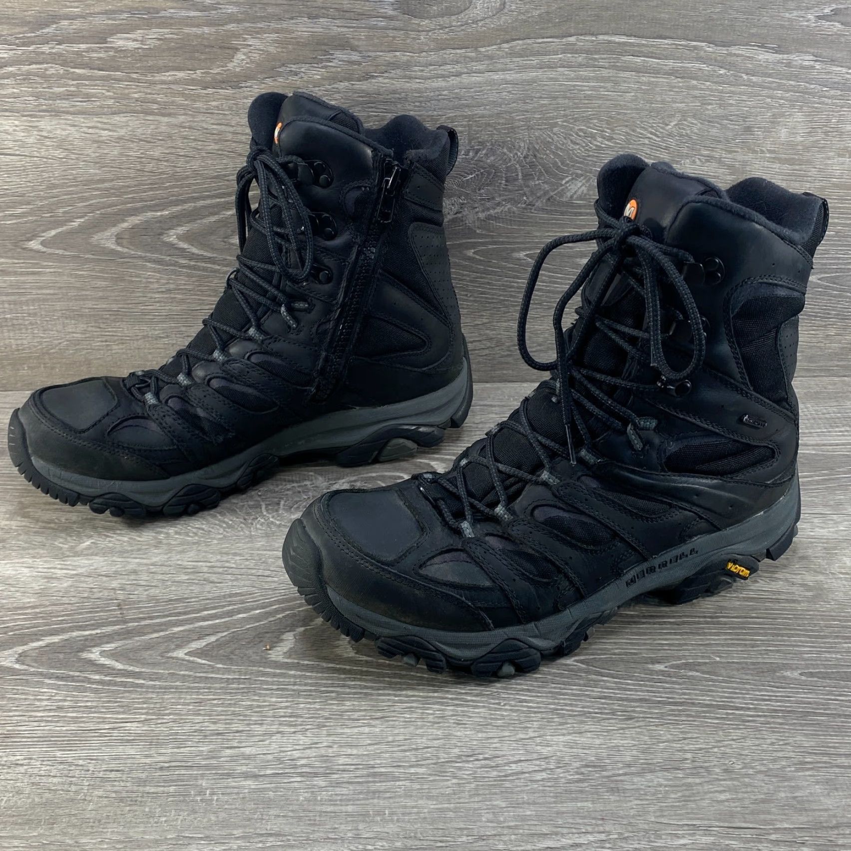 Merrell Merrell Men Boot Winter Waterproof Leather Vibram Side Zip 11 Black Hiking Crosslander Size US 11 / EU 44 - 7 Thumbnail