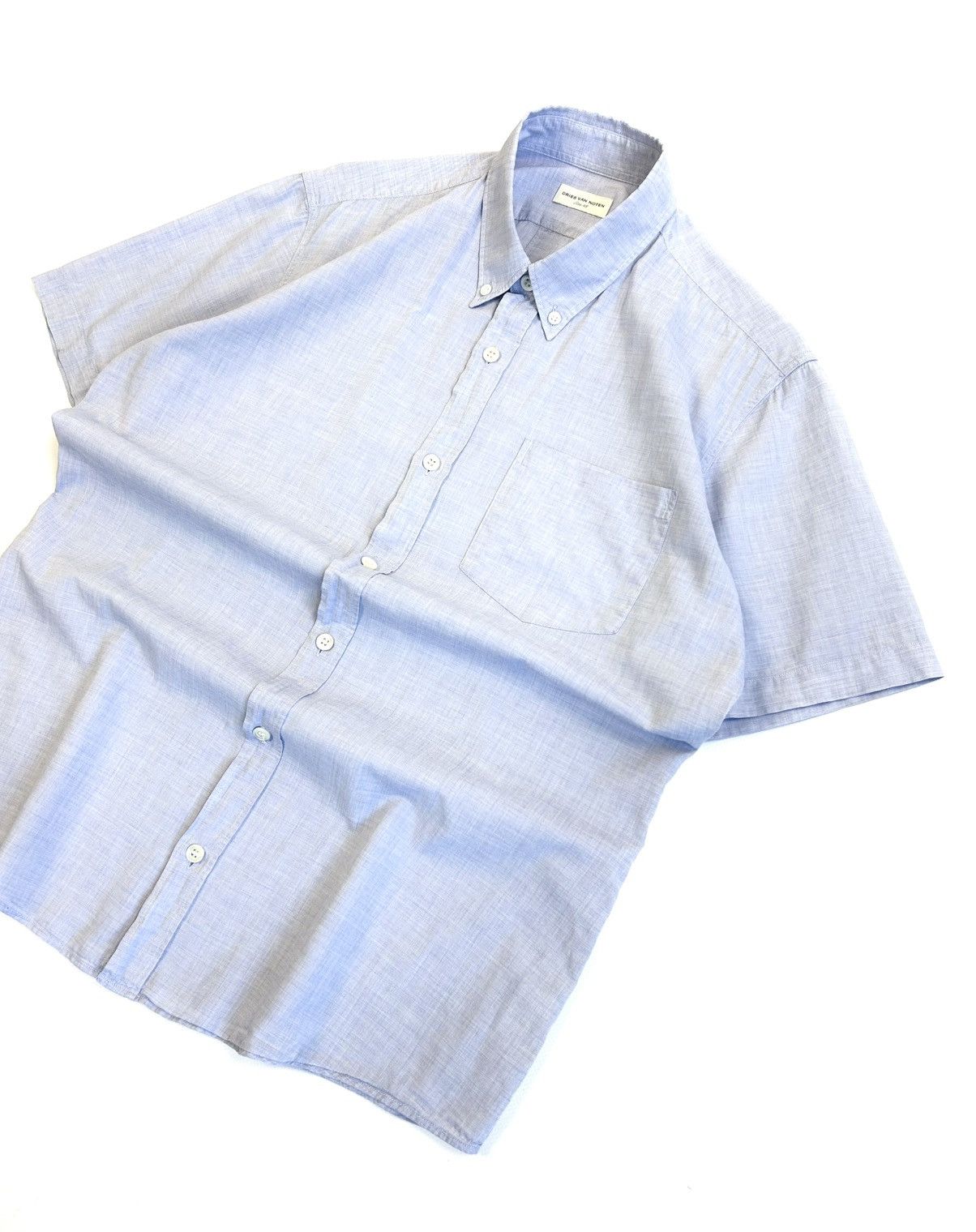 Dries Van Noten Dries Van Noten Vintage Blue Short Sleeve Button-Up Shirt Size US M / EU 48-50 / 2 - 5 Thumbnail