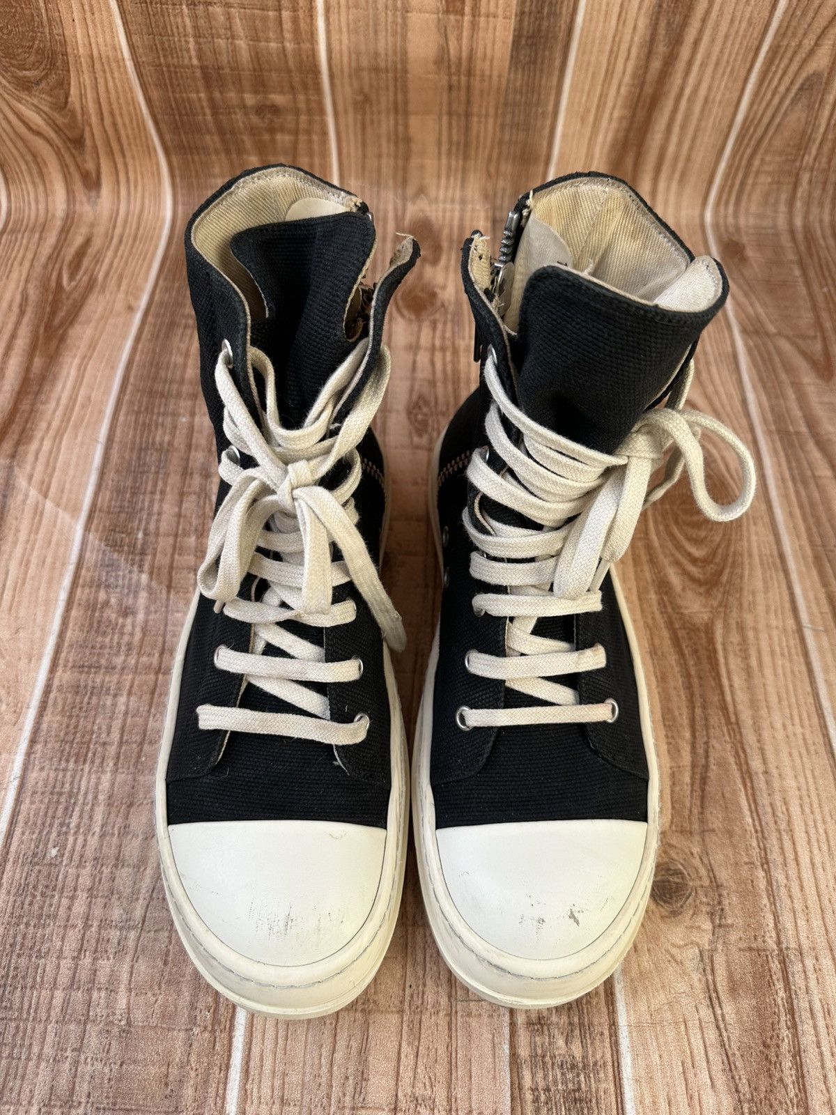 Rick Owens Rick Owens DRKSHDW Canvas Ramones Black Milk Low tops Size US 8.5 / IT 38.5 - 3 Thumbnail
