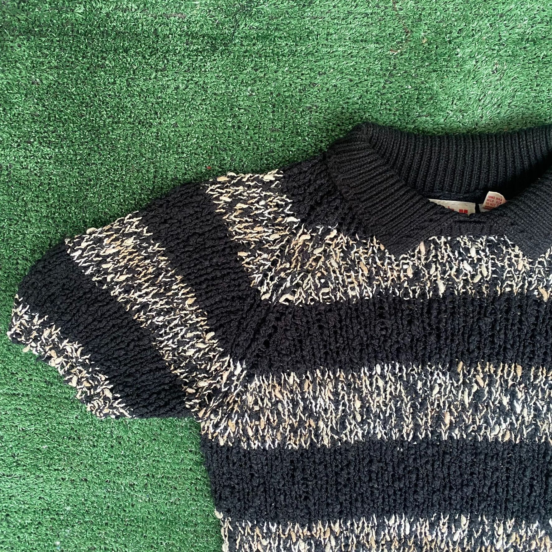 Vintage Vintage 80s Knit Polo Shirt Striped Pattern Indie Sweater Size US S / EU 44-46 / 1 - 2 Thumbnail