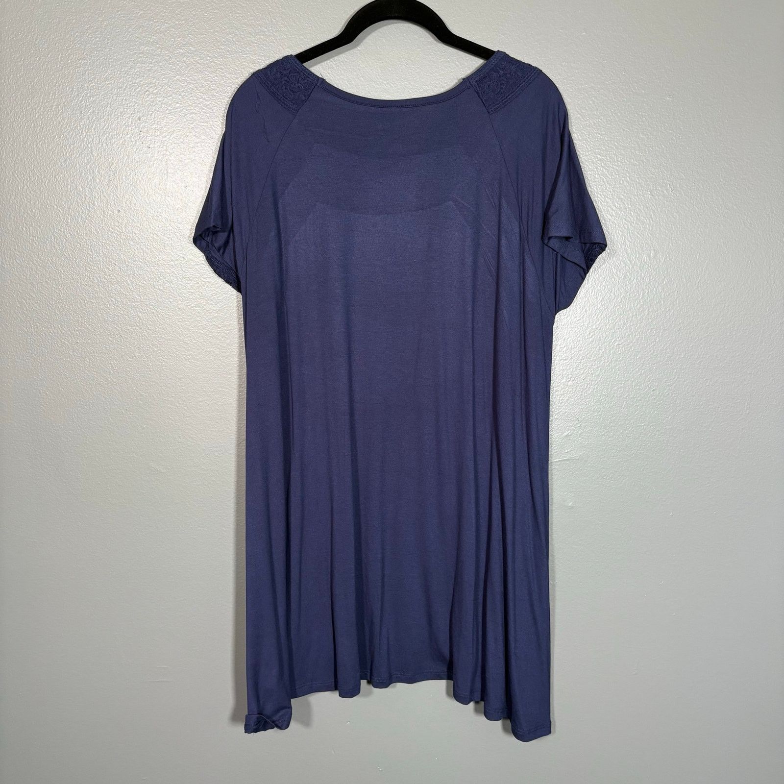 Other Roaman's Navy Blue Boho Lace Trim Tunic Length Top Size XXL / US 16-18 / IT 52-54 - 6 Thumbnail
