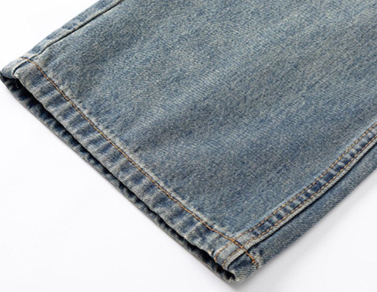 Jean Men's retro casual distressed straight jeans Size US 32 / EU 48 - 5 Thumbnail