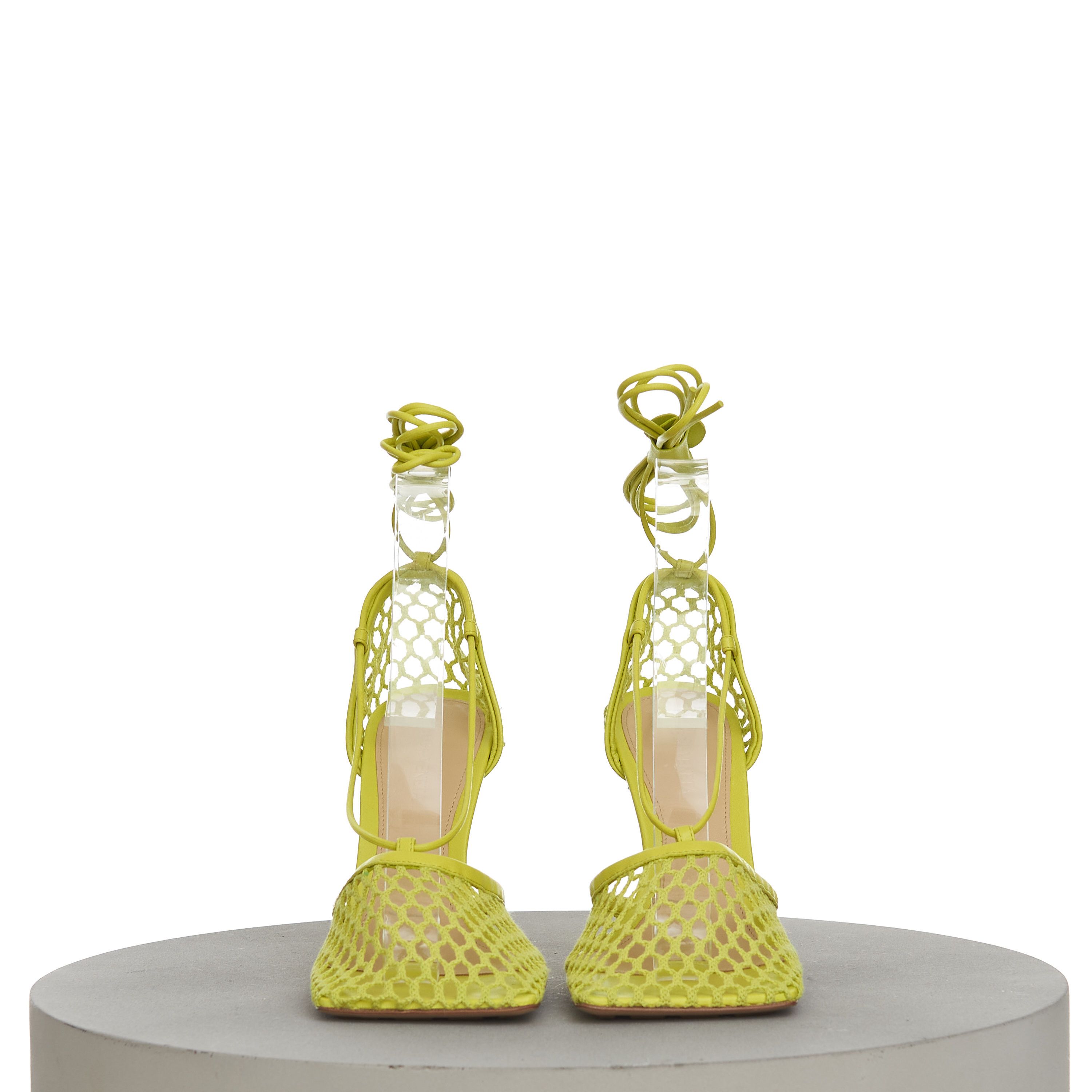 Bottega Veneta Stretch Sandals In Kiwi Green Mesh & Leather Size US 7 / IT 37 - 3 Thumbnail
