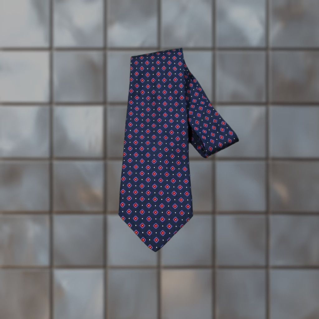 Ralph Lauren VINTAGE Lauren Ralph Lauren Men's Blue Silk Neck Tie Geometric Abstract Classic Work Made in USA Size ONE SIZE - 1 Thumbnail
